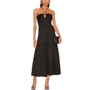 Karina Grimaldi- Black Charlie Braided Strap Sleeveless Midi Dress